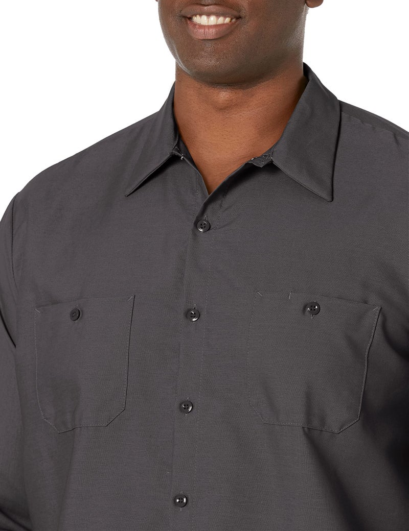 Red Kap Men's Industrial Work Shirt, Regular Fit, Long Sleeve, Charcoal, Large - Image 3
